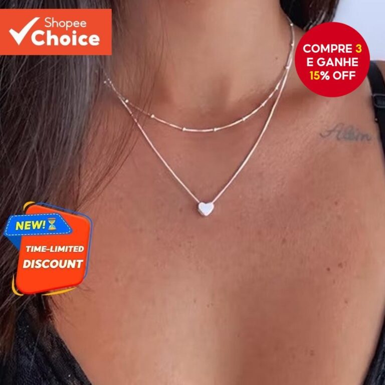 Colar De Coração Em Camadas Minimalista Para Mul