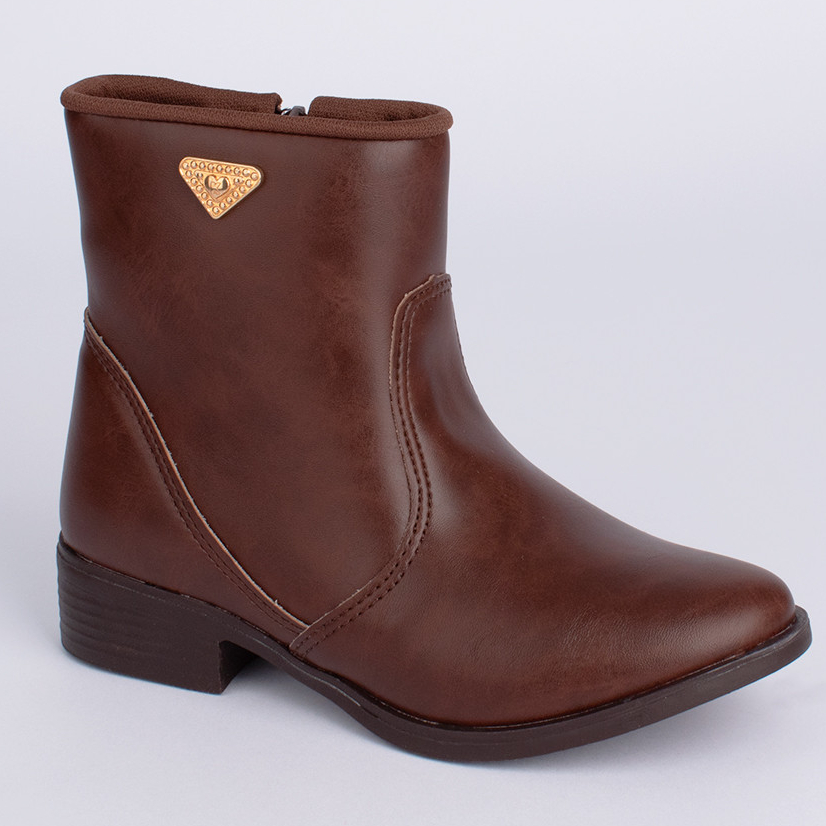 Bota Infantil Montaria Kidy Marrom Cano Médio Inverno Confortável Moderna Country Antiderrapante