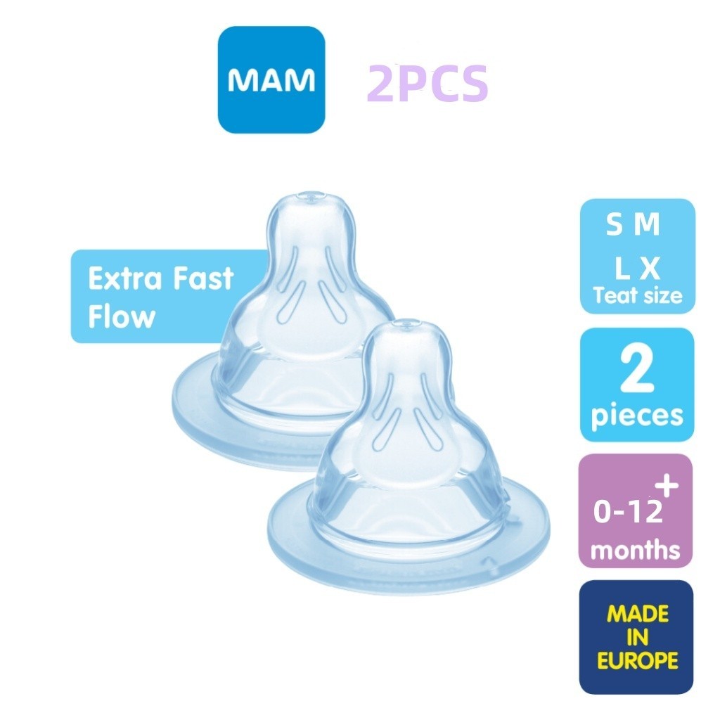 (Pacote De 2) Tetinas MAM Para Mais De 0 A 12 Meses Mamilos De Silicone Macio Mamadeiras-(Tamanho Sm