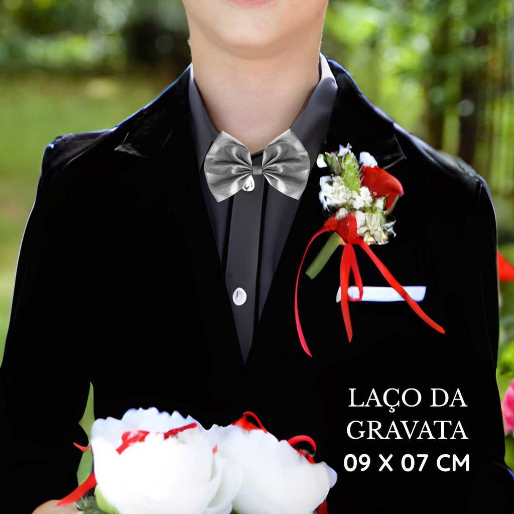 Gravata Pajem Acessorio Casamento Prata REF4198