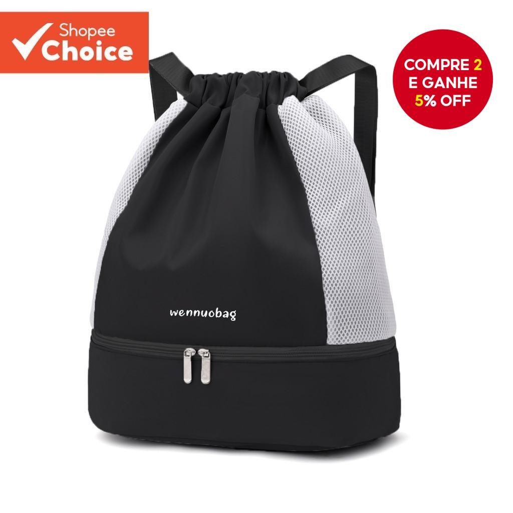 1PC Impermeável Oxford Esportes Mochila Cordão Compartimento De Sapato Separado Para Diário Ginásio