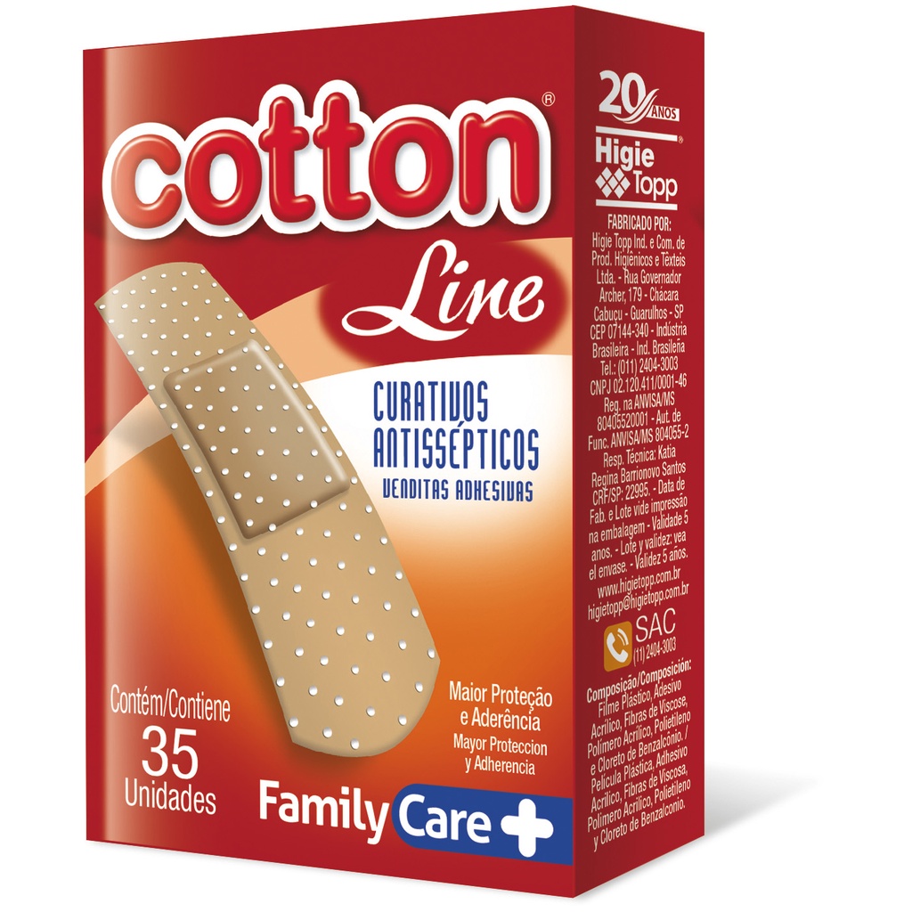 Curativos Antissépticos Cotton line – 1  Caixas 35 Curativos cada.