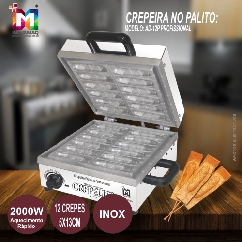 Máquina De Crepe No Palito Crepeira 12 cav Prof. 