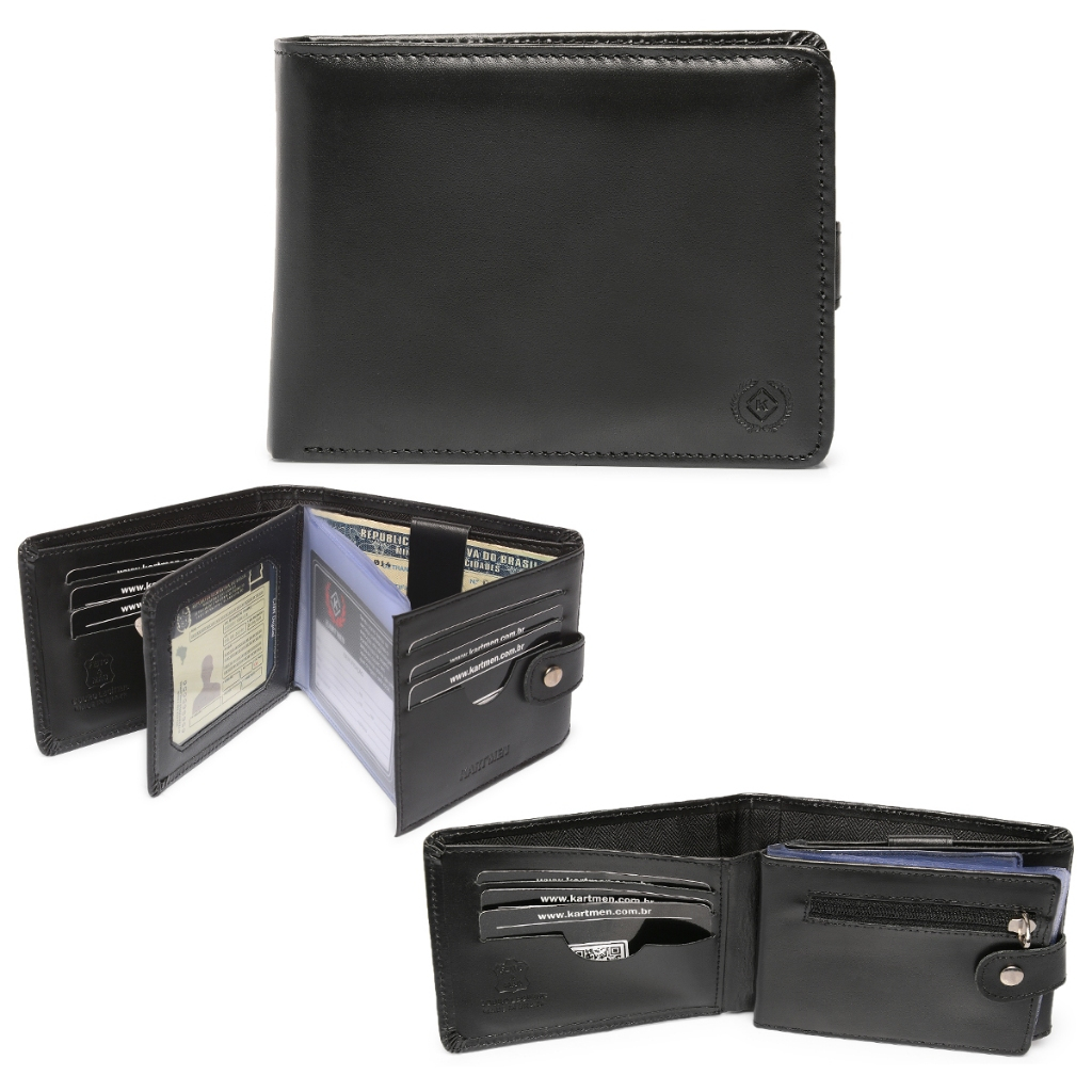 Carteira Masculina Couro Legítimo Na Caixa Presente Cod 560  —  Ganhe um chaveiro