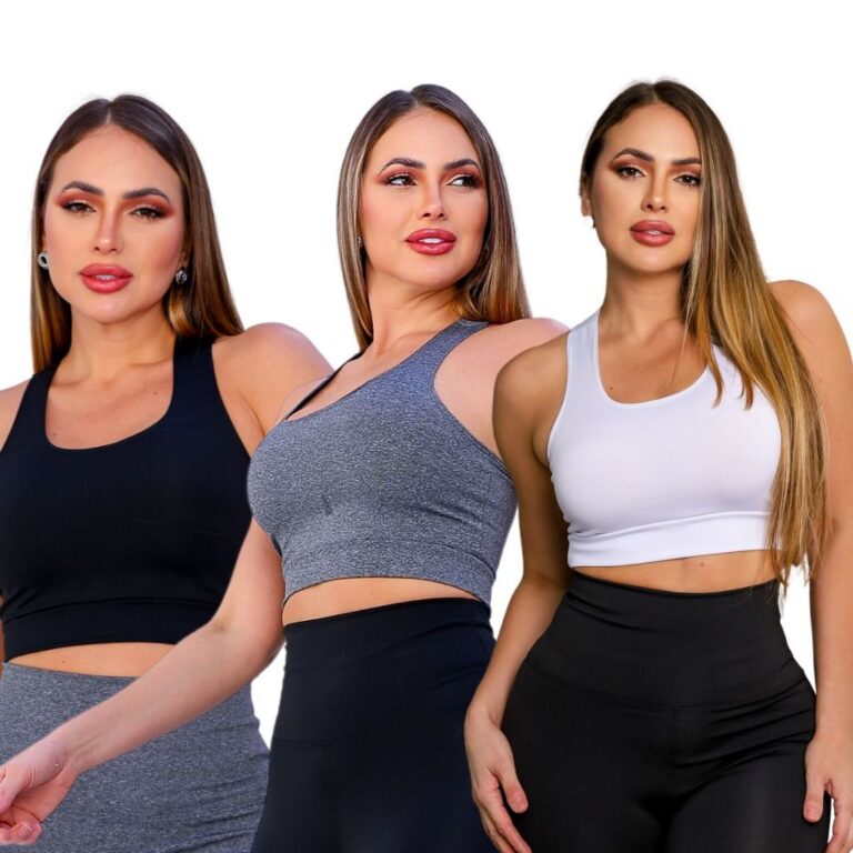 Kit 3 Top Cropped Feminino Suplex Fitness Academia