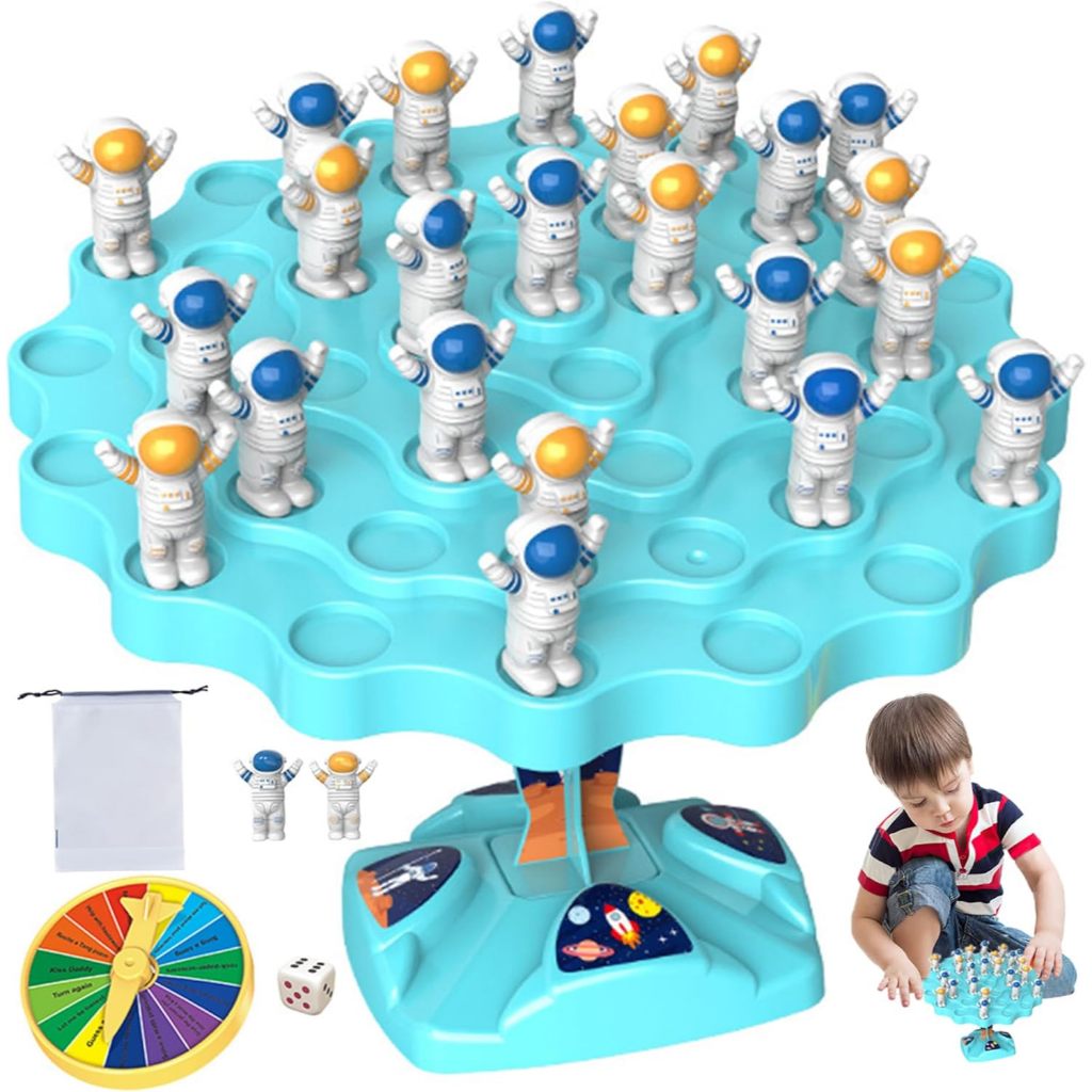 MEDOOSI Brinquedo Educativo Astronauta Equilíbrio 60 Peças Jogo de Mesa Empilhamento Interativo para