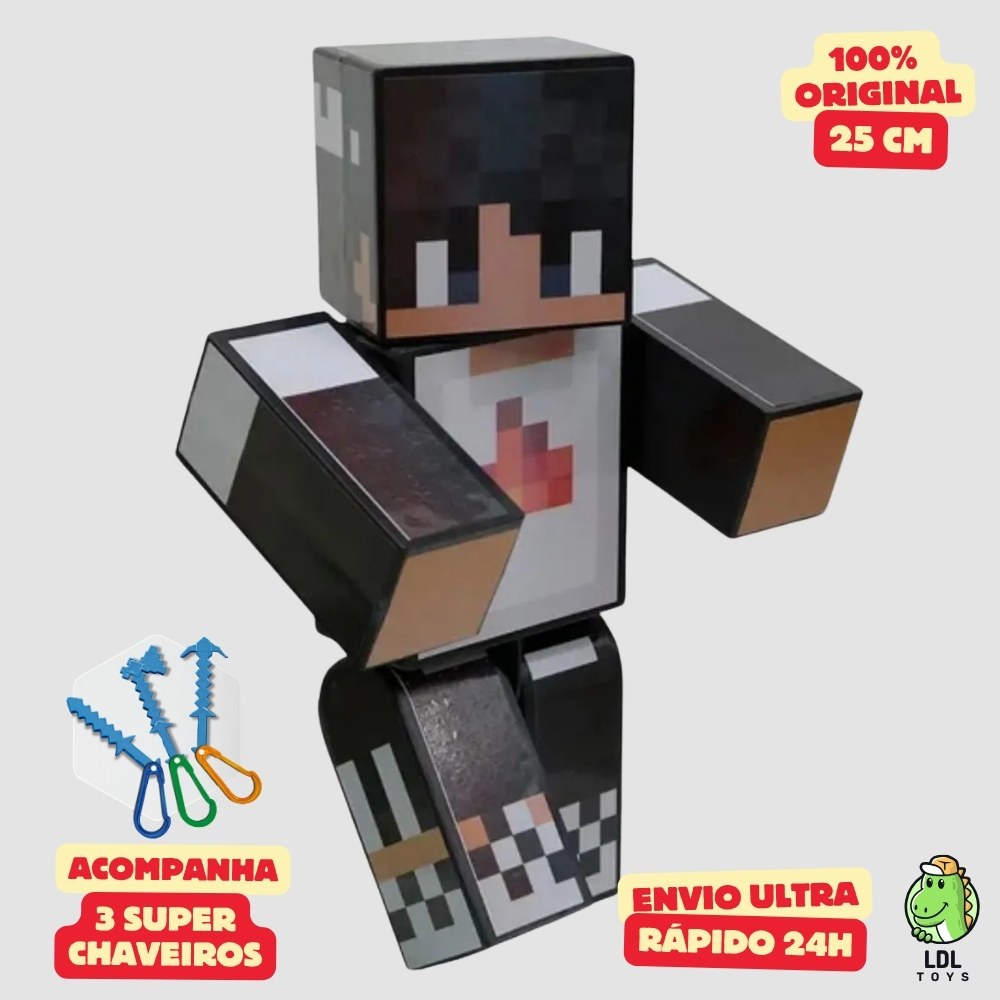 Boneco Sapnapy 25cm Articulado Acompanha 3 Chaveiros Youtuber Streamer Original Algazarra