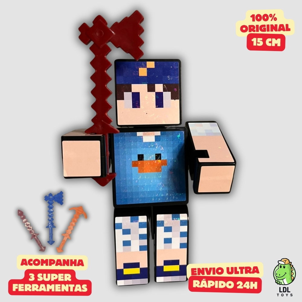 Boneco Beto Gamer Família Arqueira 15cm Articulado Com 3 Ferramentas Youtuber Algazarra