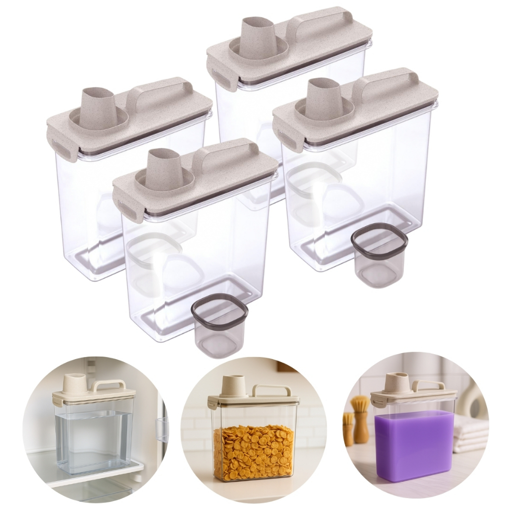 Dispenser Porta Sabão Amaciante Lavanderia Potes Condimentos Cozinha 3L com Bico Dosador 1 ou 4 Unid