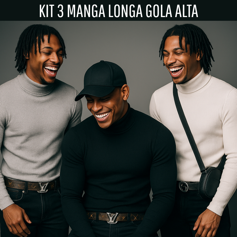MANGA LONGA GOLA ALTA Cacharrel Masculino Slim Canelado Premium