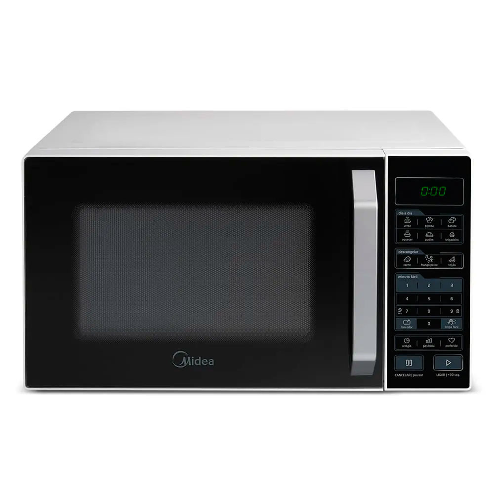 Micro-ondas 110v Grande 27 Litros Branco 800w Porta Preta SmartPlate Midea