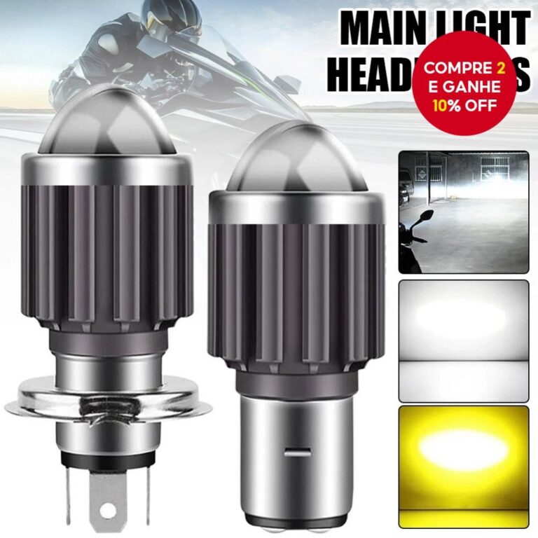 Farol de moto H4, farol modificado, luz branca, fo