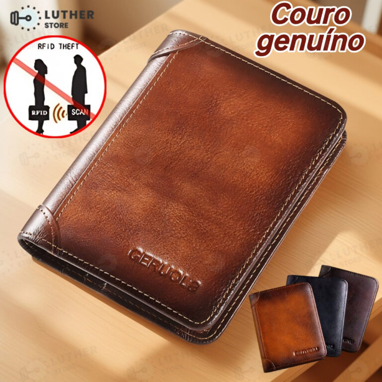 Carteira Antifurto Masculina De Couro Legítimo Vi