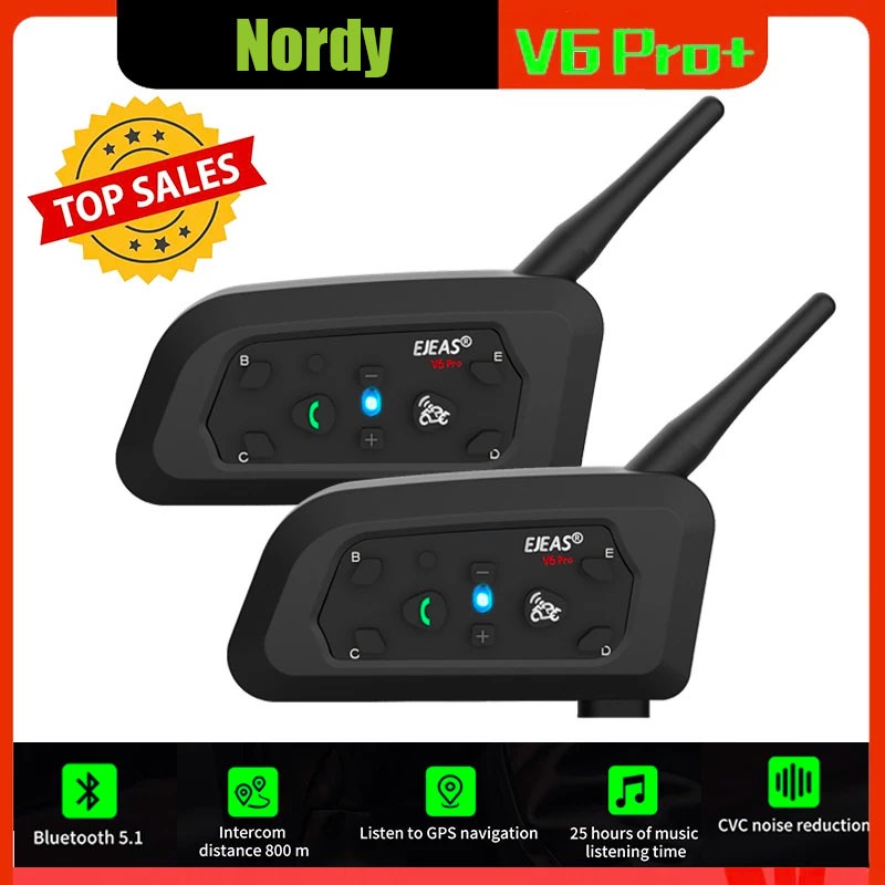 Ejeas V6 Plus Capacete De Motocicleta Interfone Fone De Ouvido Bluetooth 6 driver Comunicação Reprod