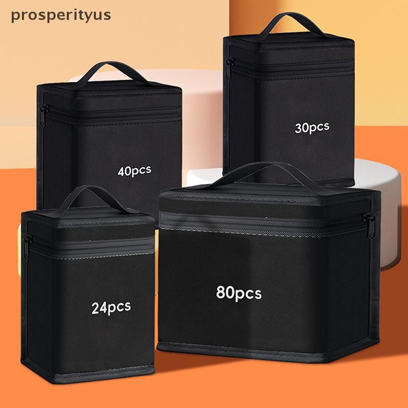 [prosperityus] Caneta Marcadora Bolsa De Armazenamento Preta Lápis De Lona Com Zíper De Grande Capac