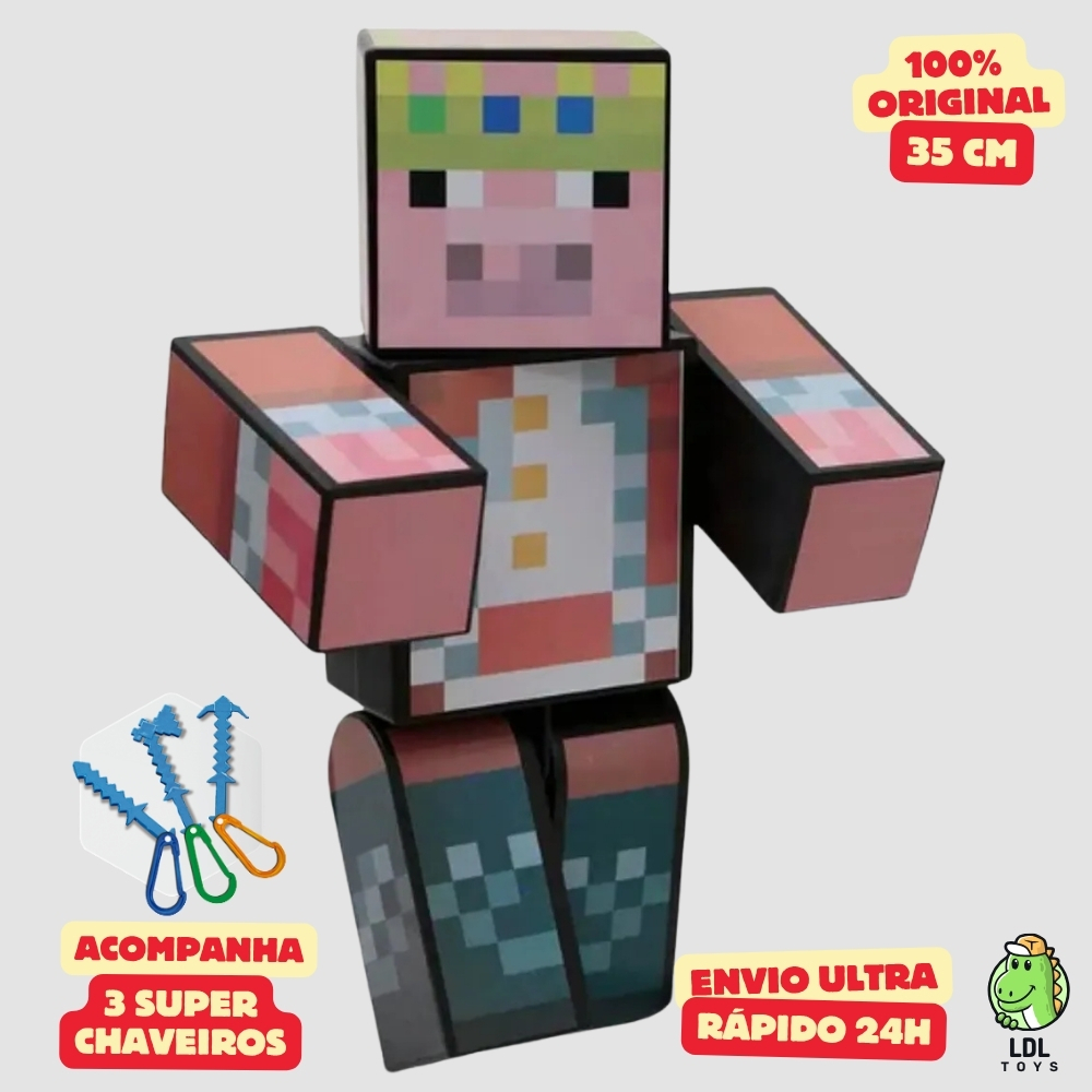 Boneco Techno 35 cm Articulado Acompanha 3 Chaveiros Youtuber Streamer Original Algazarra