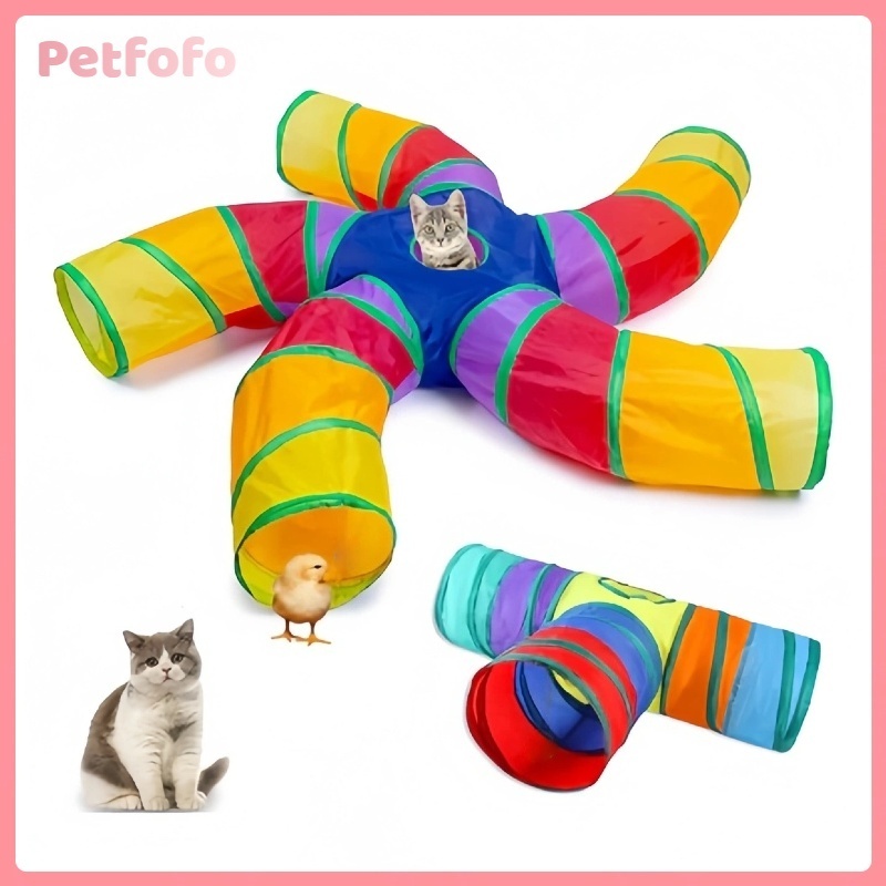 Labirinto Dobrável para Pets: Túnel Colorido, Interativo e Resistente – Brincadeira para Gatos