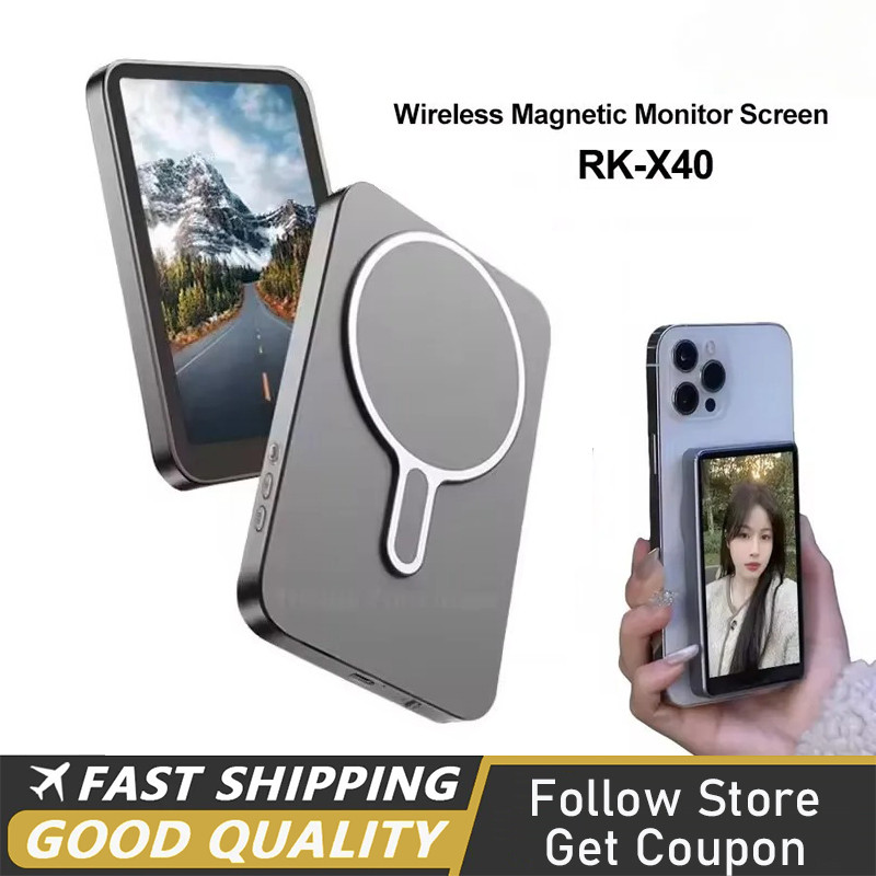 Telefone Vlog Selfie Monitor Tela Montagem Magnética Conexão Sem Fio Com Controle Remoto Câmera Tras