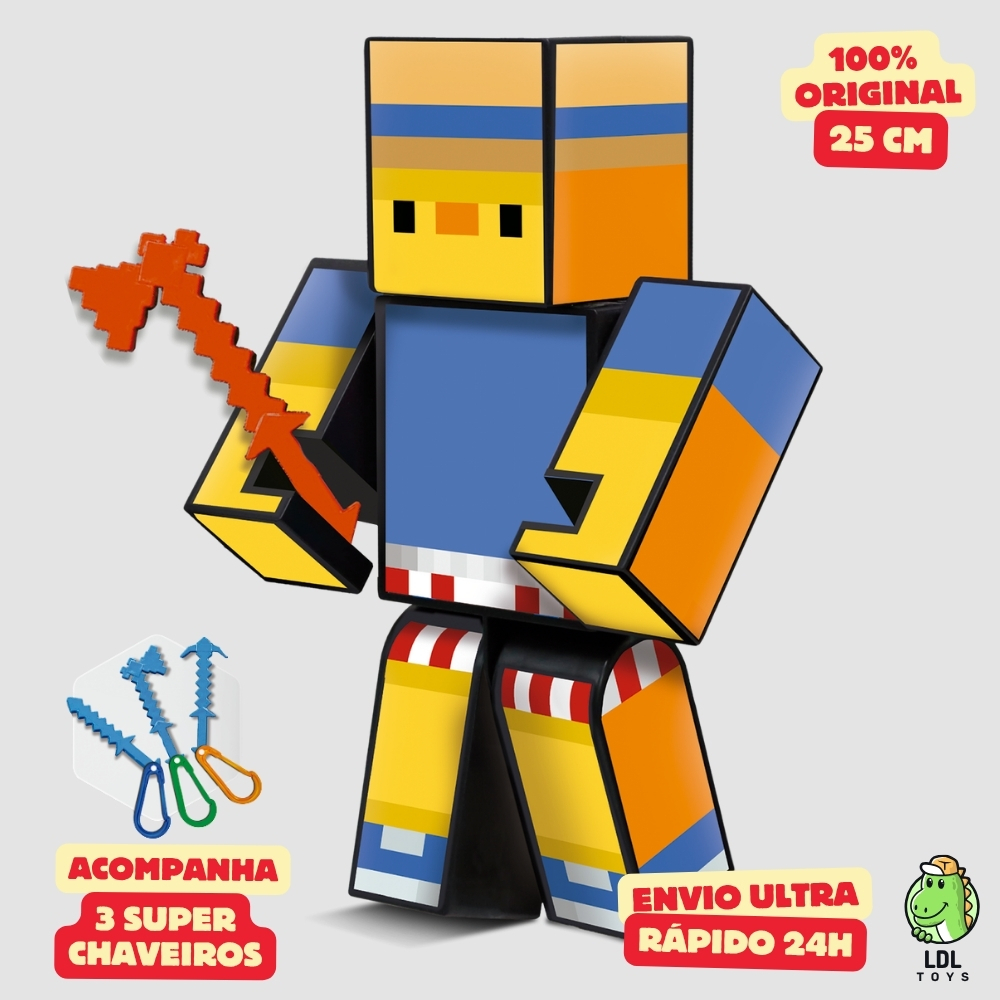 Boneco Xinglau 25cm Articulado Acompanha 3 Chaveiros Youtuber Original Algazarra