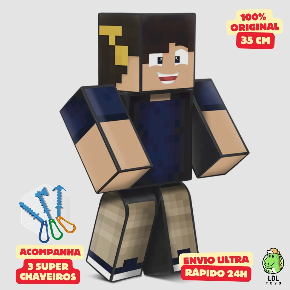 Boneco Marcelo DRV 35cm Articulado Acompanha 3 Chaveiros Youtuber Original Algazarra