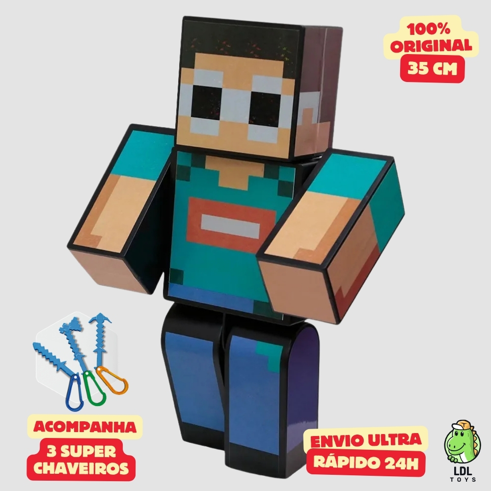 Boneco George 35cm Articulado Acompanha 3 Chaveiros Youtuber Streamer Original Algazarra