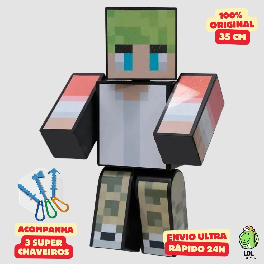 Boneco Tommy 35cm Articulado Acompanha 3 Chaveiros Youtuber Streamer Original Algazarra