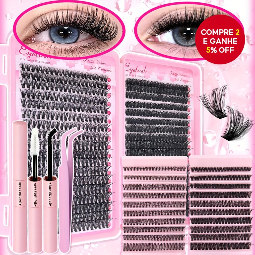 Kit De Extensão De Cílios Único Cd Curvado Com Cola Para , Selante E Pinça 8-16MM