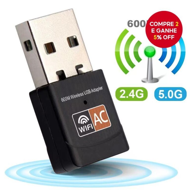 Adaptador Wi-Fi Bluetooth 600Mbps Antena USB De Ba