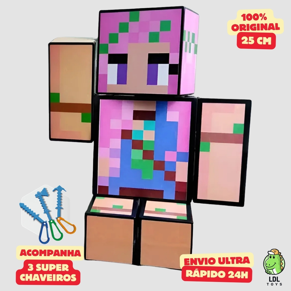 Boneco Cup Cake 25cm Articulado Acompanha 3 Chaveiros Youtuber Streamer Original Algazarra