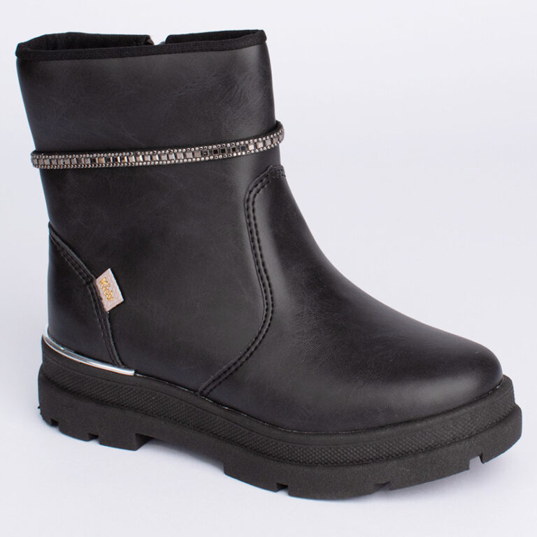 Bota Infantil Menina Coturno Style Preta Moderna T