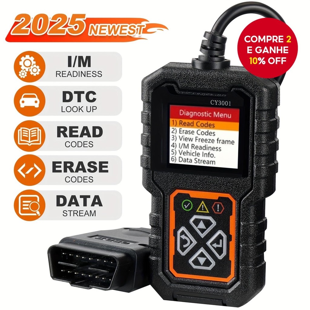 Scanner Obd2 Cy3001, Leitor E Ferramenta De Diagnóstico Can Para Todos Os Carros Com Obd Ii Desde 19