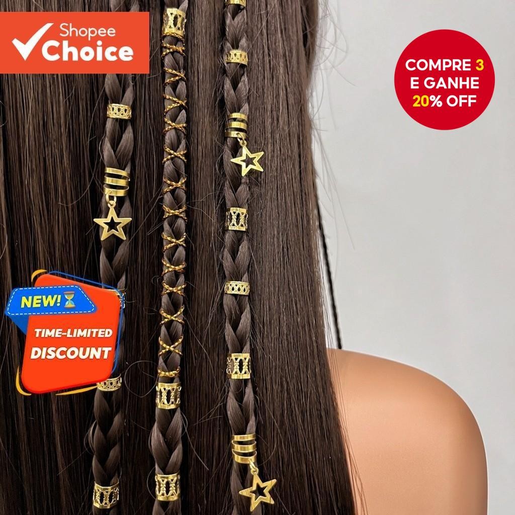 36 Peças Acessórios Dreadlock Para Mulheres Pingente De Estrela Anéis De Cabelo Cordão De Embrulho