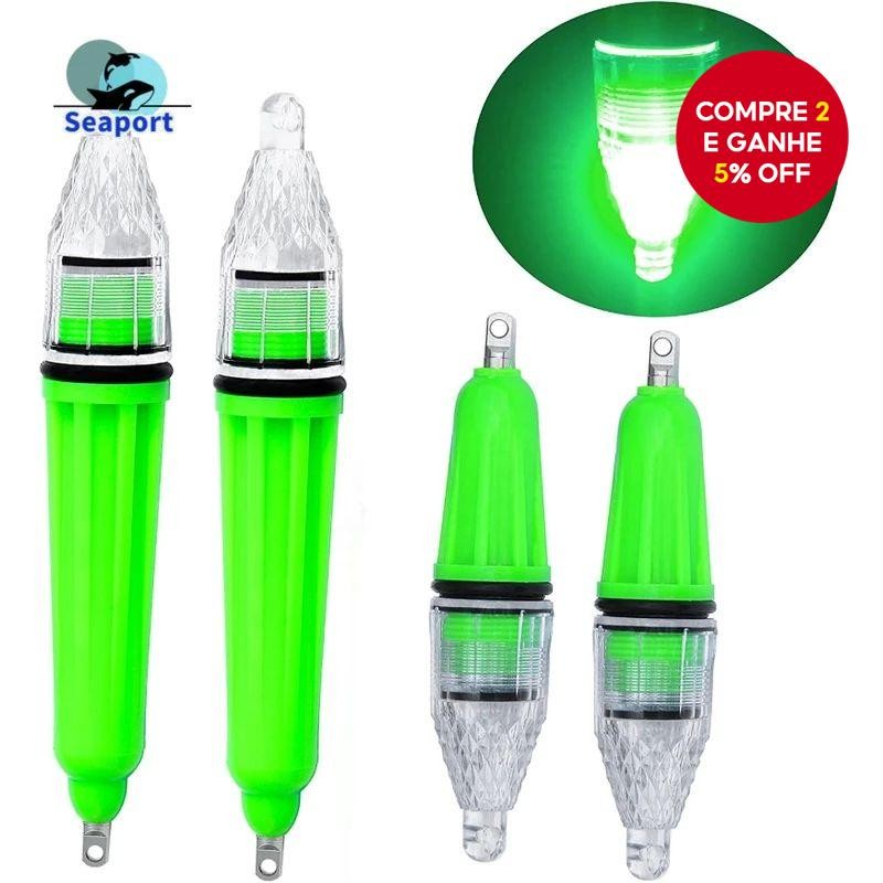 Luz de Pesca Verde LED 17cm Submersível à Prova dÁgua para Atração de Lula