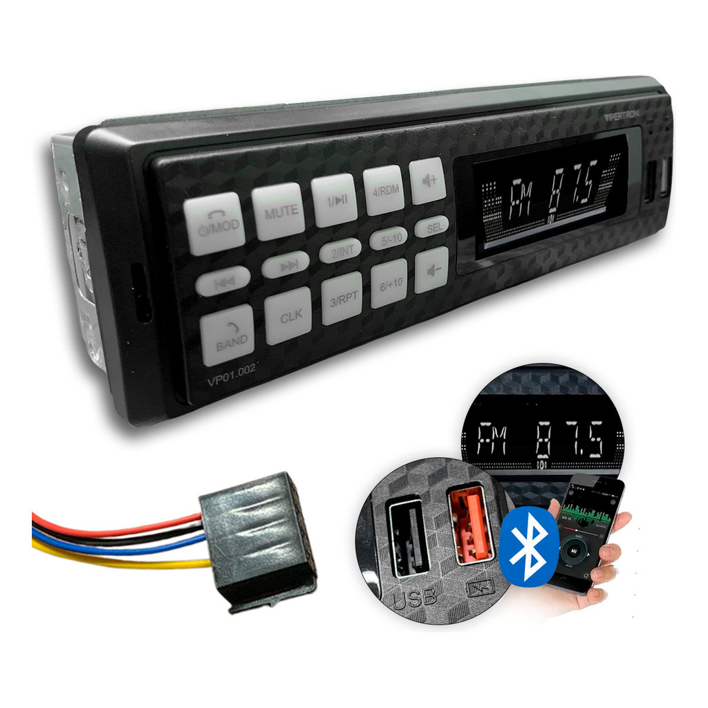 Rádio Automotivo Mp3 Fm Bluetooth Usb Lcd Vipertron 4x30w