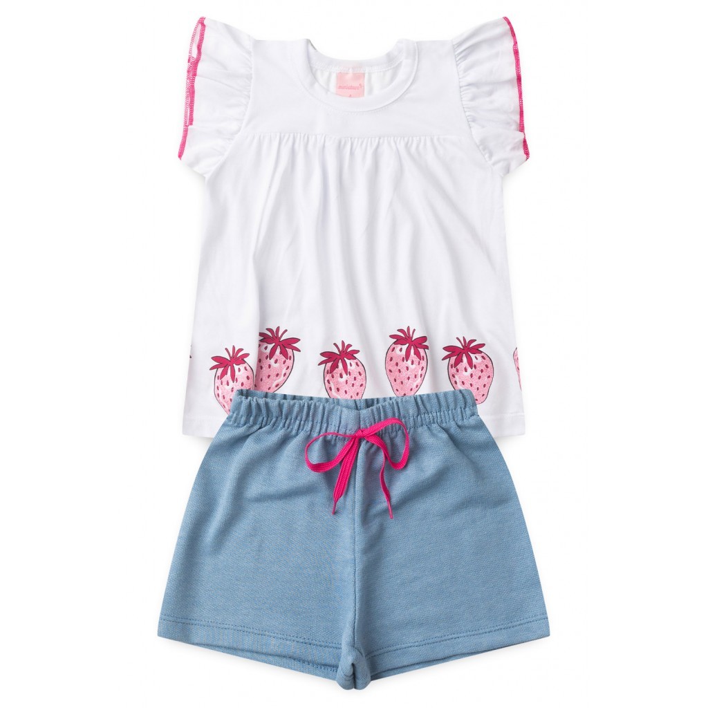 Conjunto Infantil Feminino Morangos Brilhantes