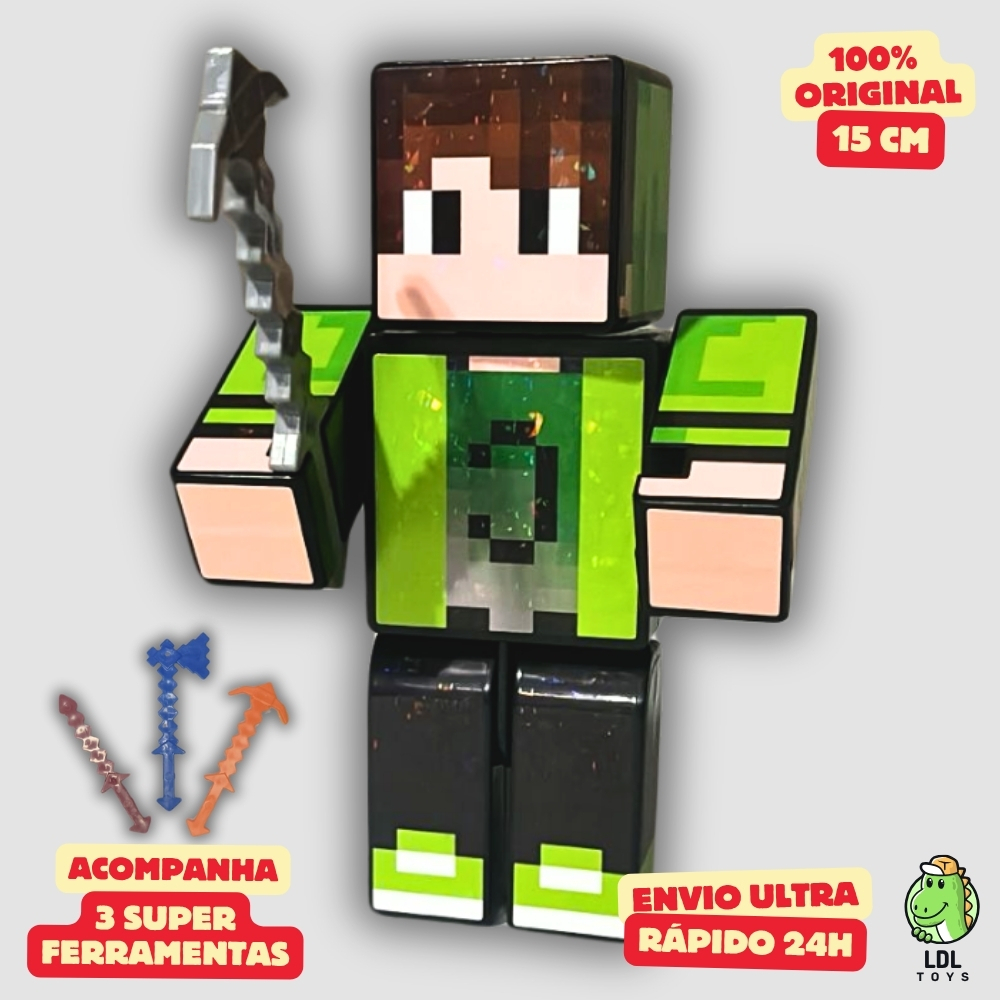 Boneco Cadres 15cm Articulado Acompanha 3 Ferramentas + 1 Chaveiro Youtuber Original Algazarra