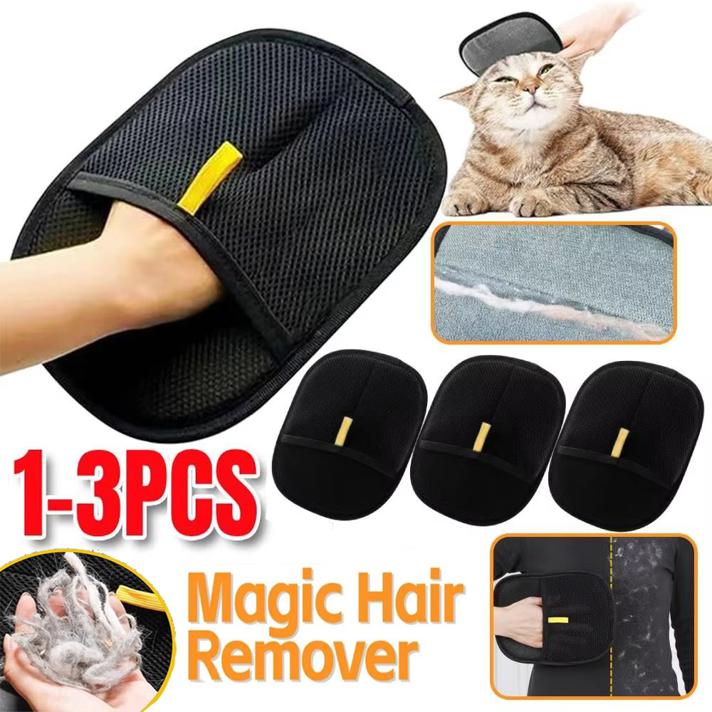 3 Pçs Pet Eletrostático Deshairing Luva Escova Gato Removedor De Pêlos Pegajoso De Cabelo Tapete Lim