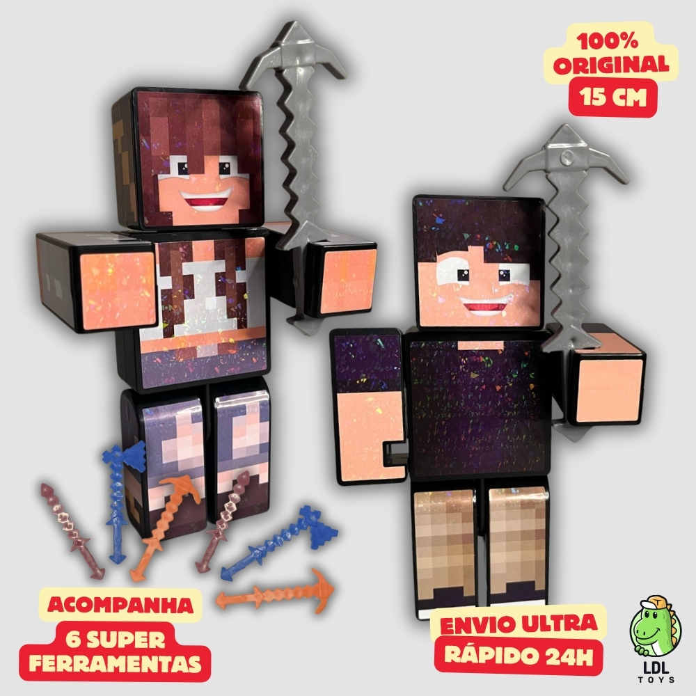 Kit 2 Bonecos Duda + Marcelo DRV Gamer Articulado Youtuber 15cm Algazarra