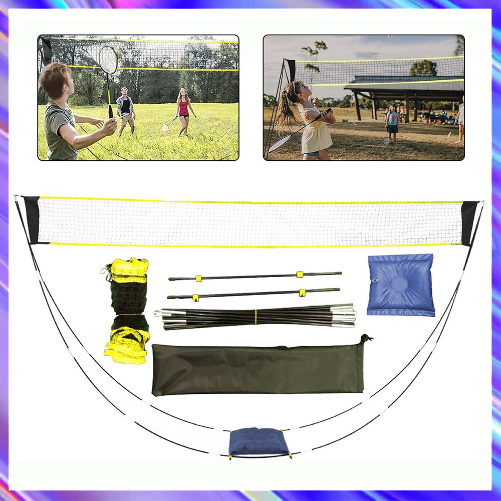 Conjunto de rede de Badminton, tênis e vôlei 160x290cm com suporte