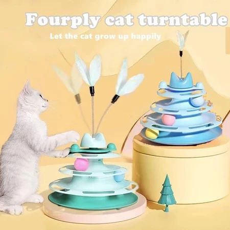 Brinquedo interativo para gatos, torre giratória 