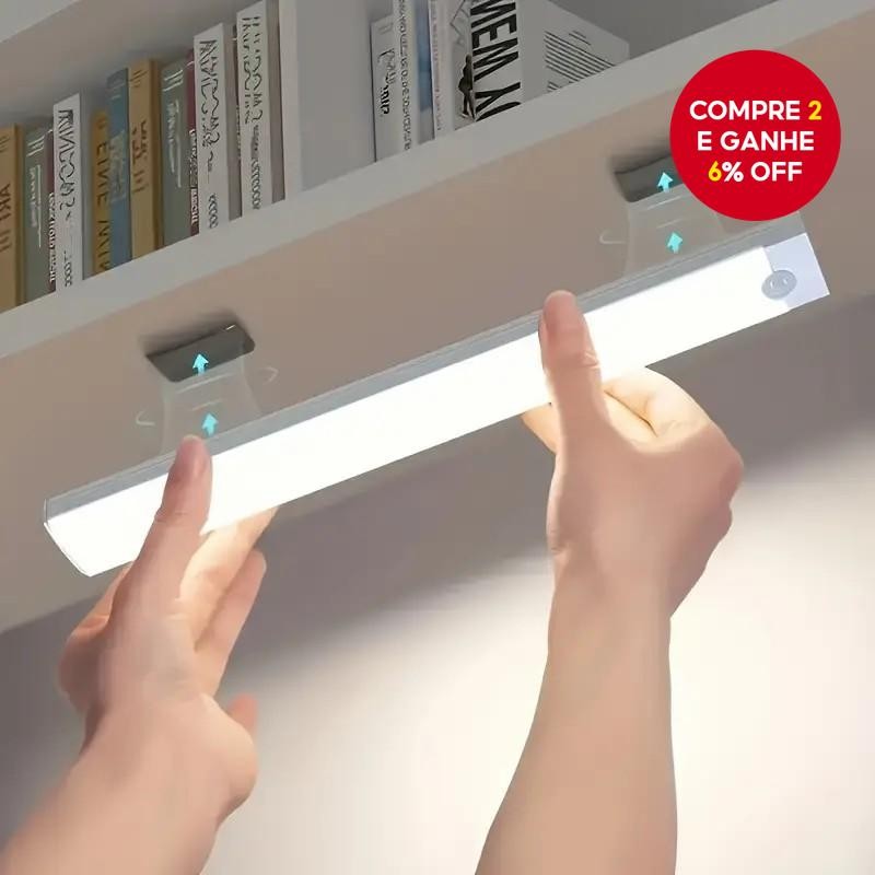 Luz de Sensor de Movimento Recarregável por USB – Magnética, Brilho LED Ajustável para Armários e Gu