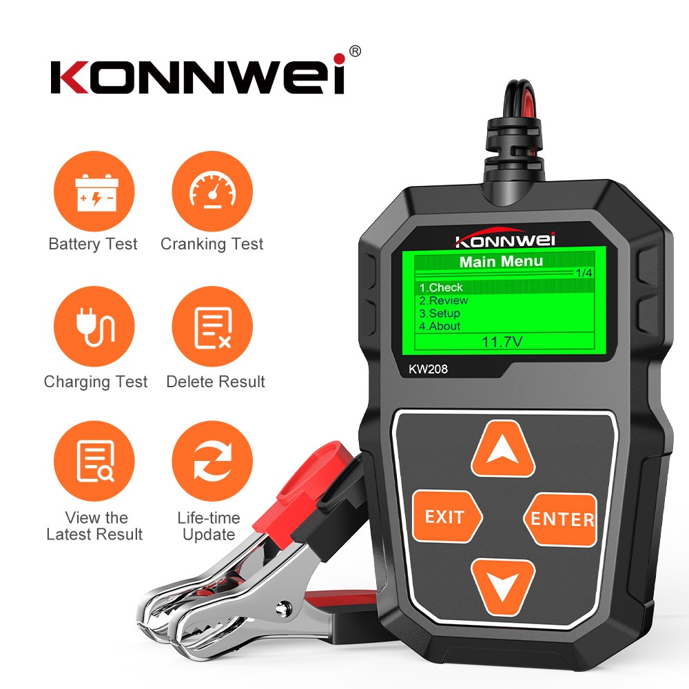 KONNWEI KW208 12V Testador De Bateria Automotiva 100-2000 CCA Analisador Digital