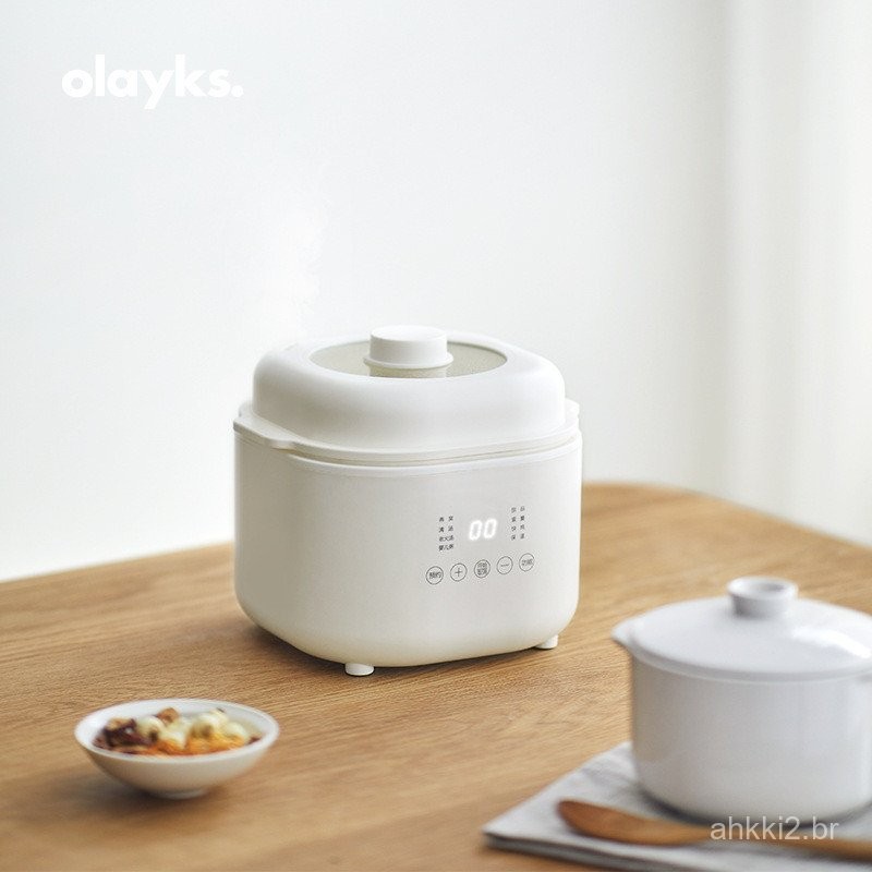 Panela Elétrica Olayks, Copo de Ensopado Inteligente em Forma de Ninho de Pássaro, Panela de Sopa 1L