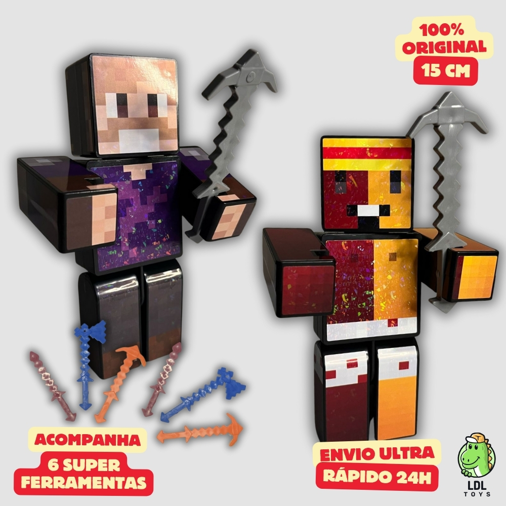 Kit 2 Bonecos Tonigon + Geleia Gamer Articulado Youtuber 15cm Algazarra