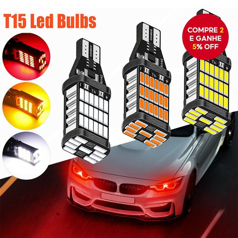 Uma 2 Unidades De Lâmpada Automotiva De Alta Potência Branca 12V Luz Reversa De Carro T15 W16W 45 SM