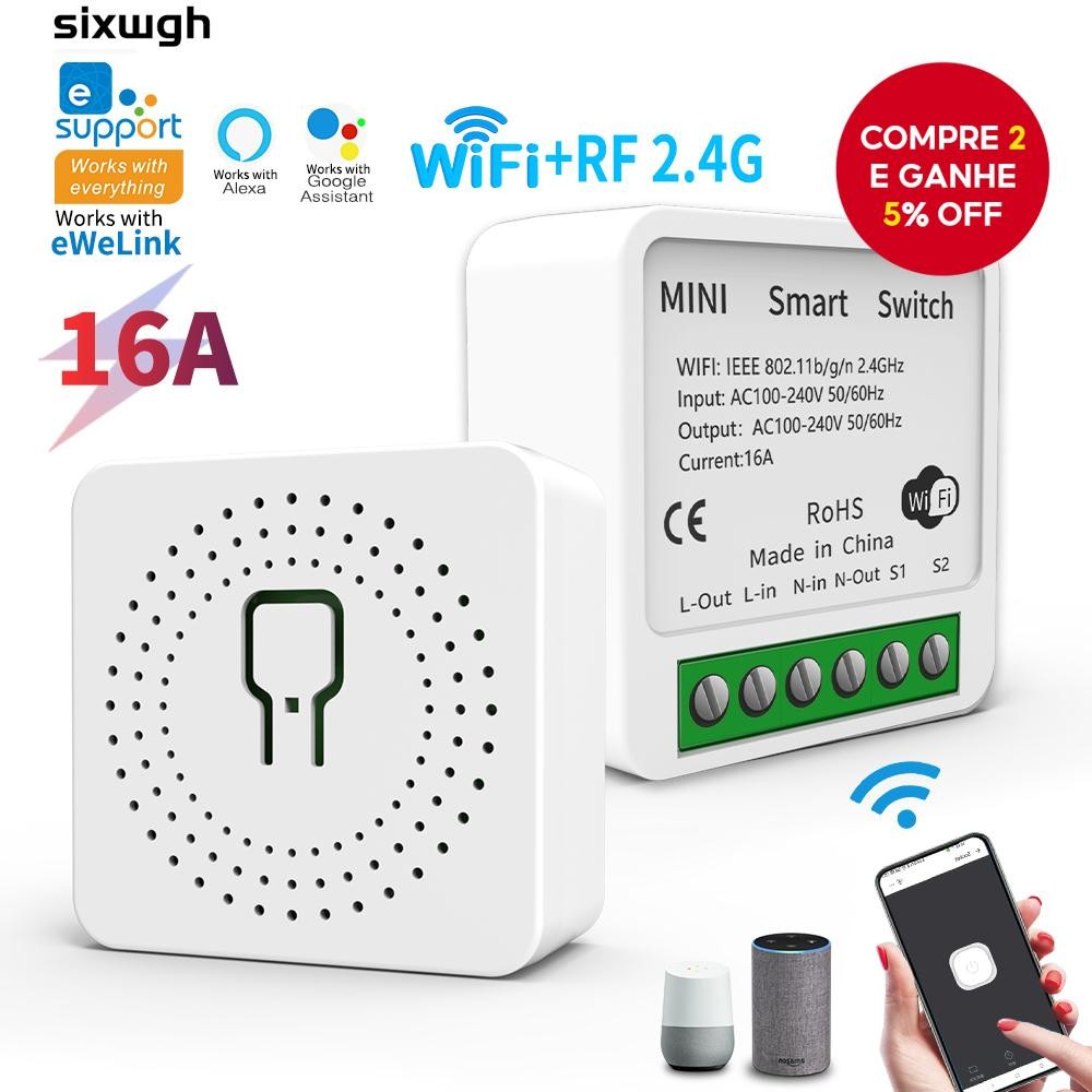 Wifi Smart Small Switch Suporte Ewelink App Funciona Com Alexa Google Home Voice Control