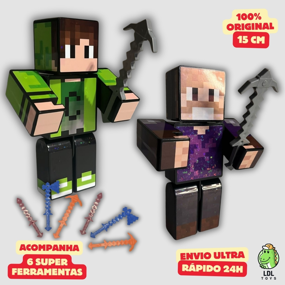 Kit 2 Bonecos Cadres + Tonigon Gamer Articulado Youtuber 15cm Algazarra