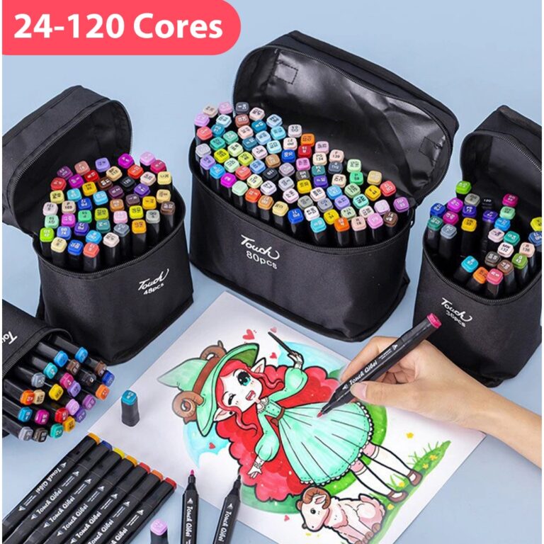 24/36/48/60/80/100 Cores Kit Marcador Ponta Dupla 