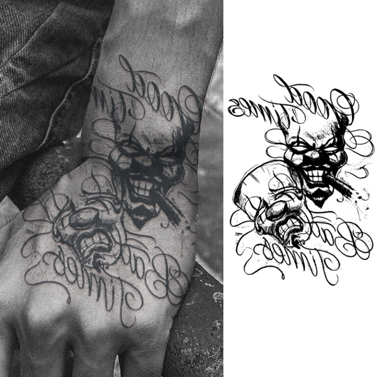 Tatuagem Temporária Herbal em Forma de Máscara, 