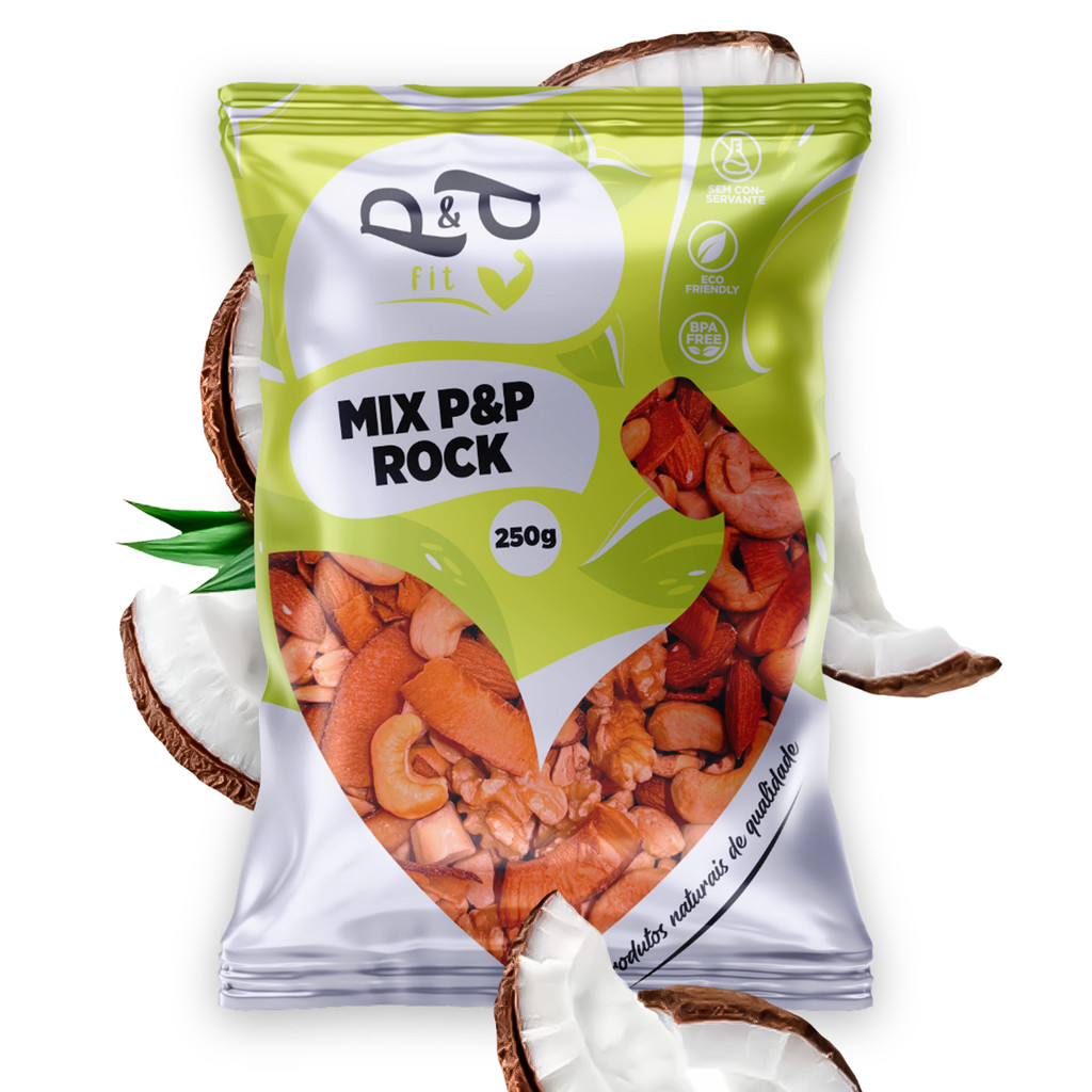 Mix PEP ROCK Nuts Coco Castanha 250g Castanha de Caju do Pará Amêndoa Nozes e Crispy de Coco